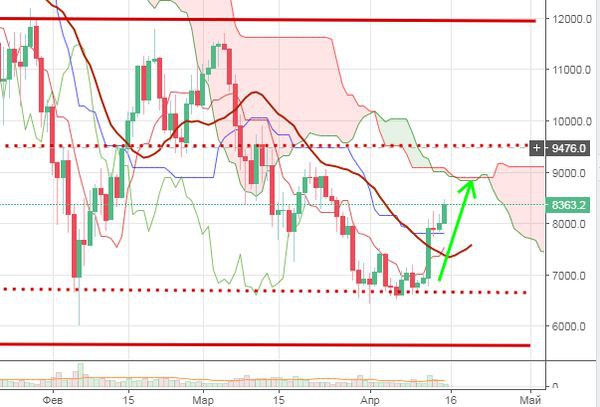 Курс биткоина растет, инвесторы толкают монету к 9 000$